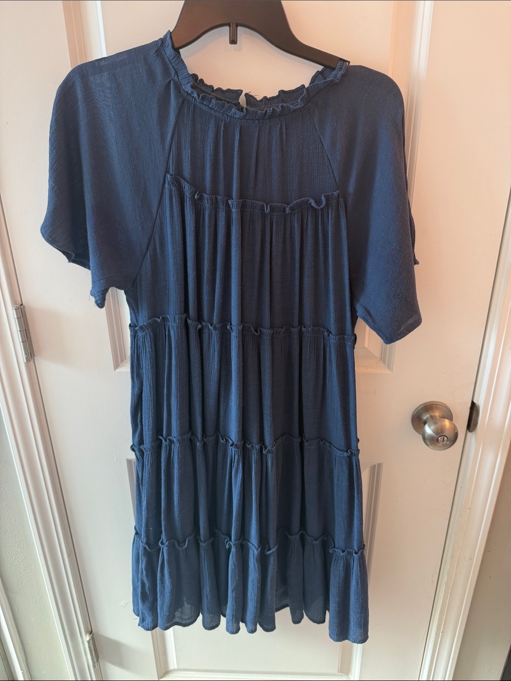 Relaxed Navy Tiered Mini Dress